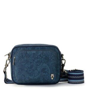 Sakroots Womens Navy Floral Print Crossbody Bag With Adjustable Strap